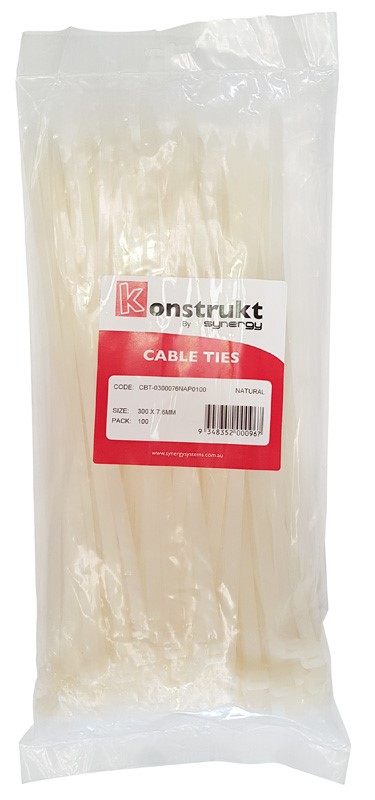 CABLE TIE 295 X 3.6MM - PKT OF 100 ( NATURAL) 